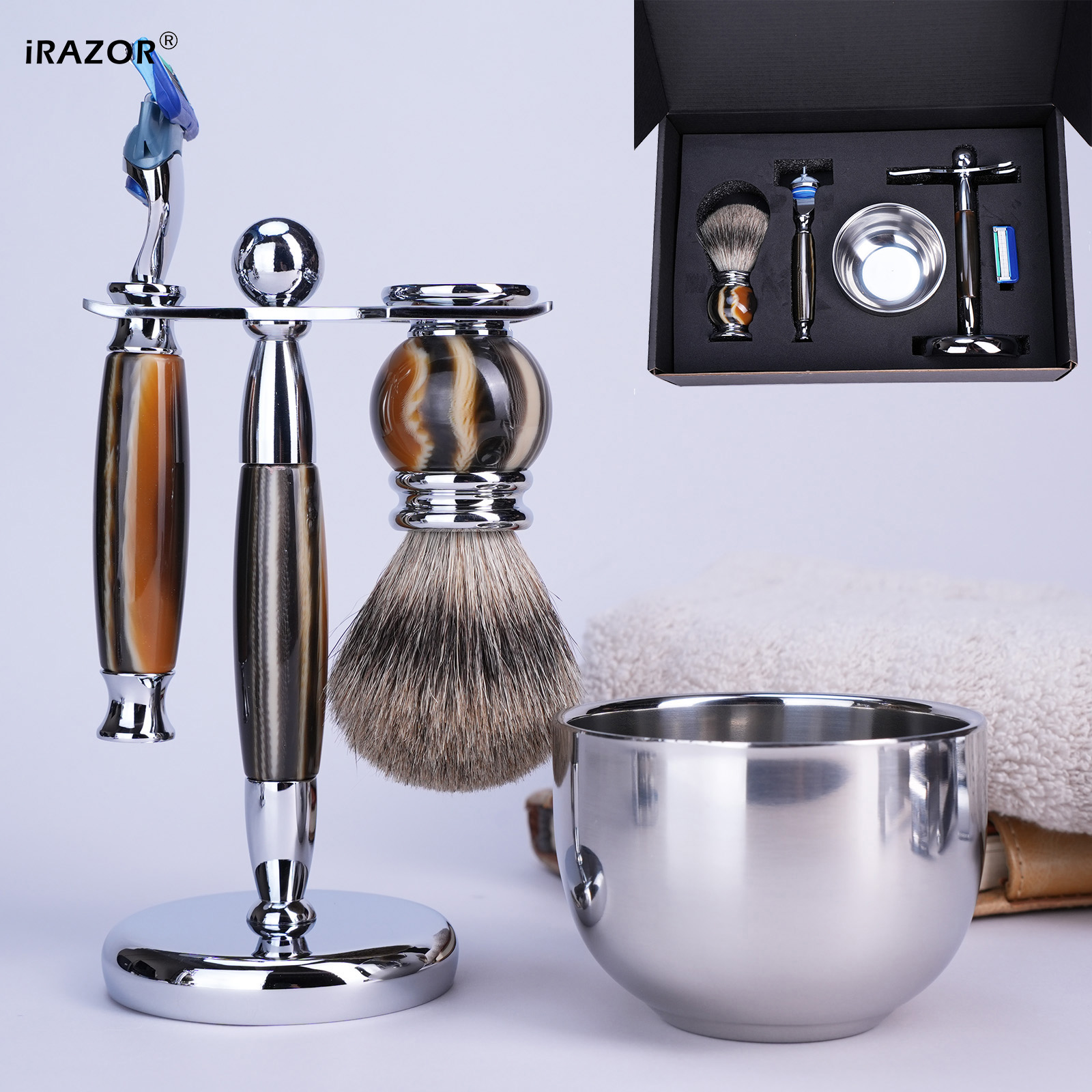 Mens Grooming Kit Luxury - iRAZOR Luxury 5-Blade F5 Fusion Razor