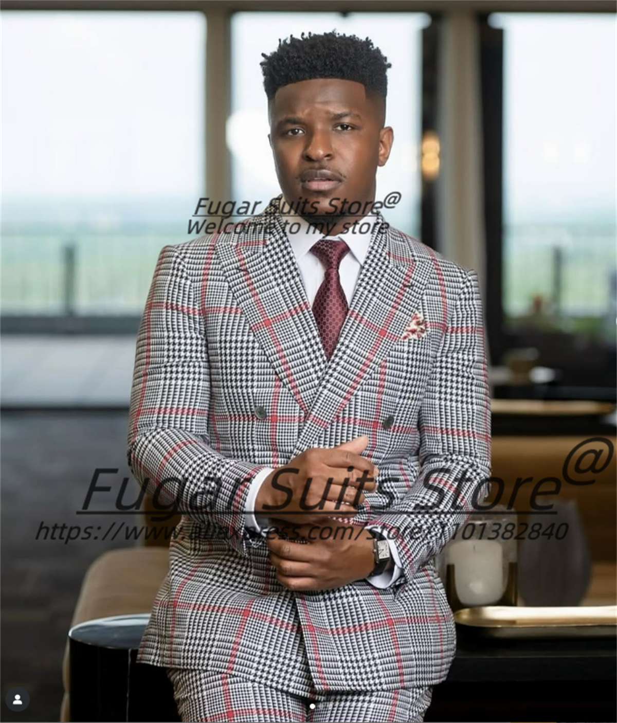 Men'S Grooming Room - Classic Plaid Men Suits Handsome Slim