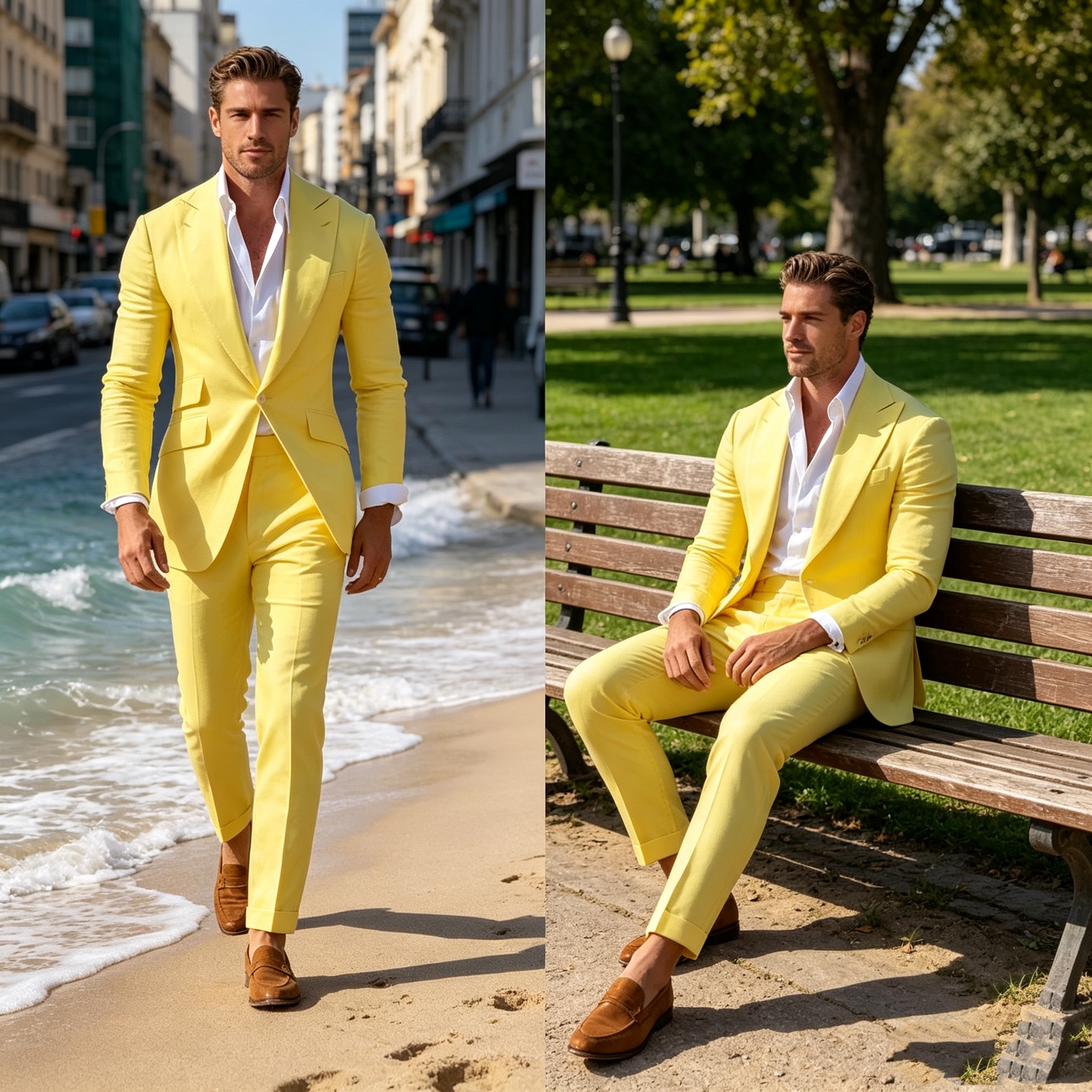 Slim Fit Yellow Men's 2-Piece  - Men'S Grooming Room のレビューと価格