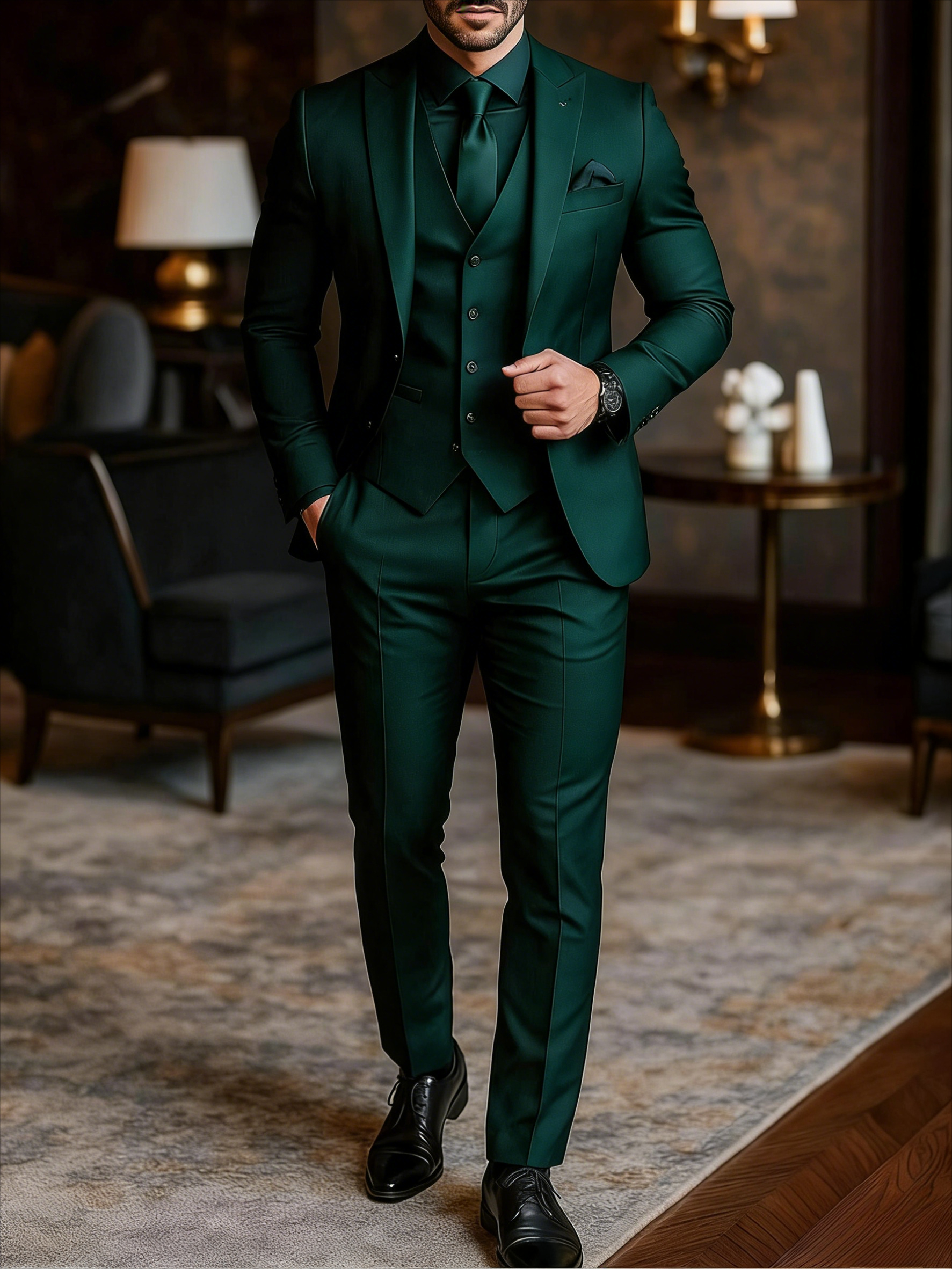 Men 3 Piece Suit Wedding Tuxed - Men'S Grooming Room のレビューと価格