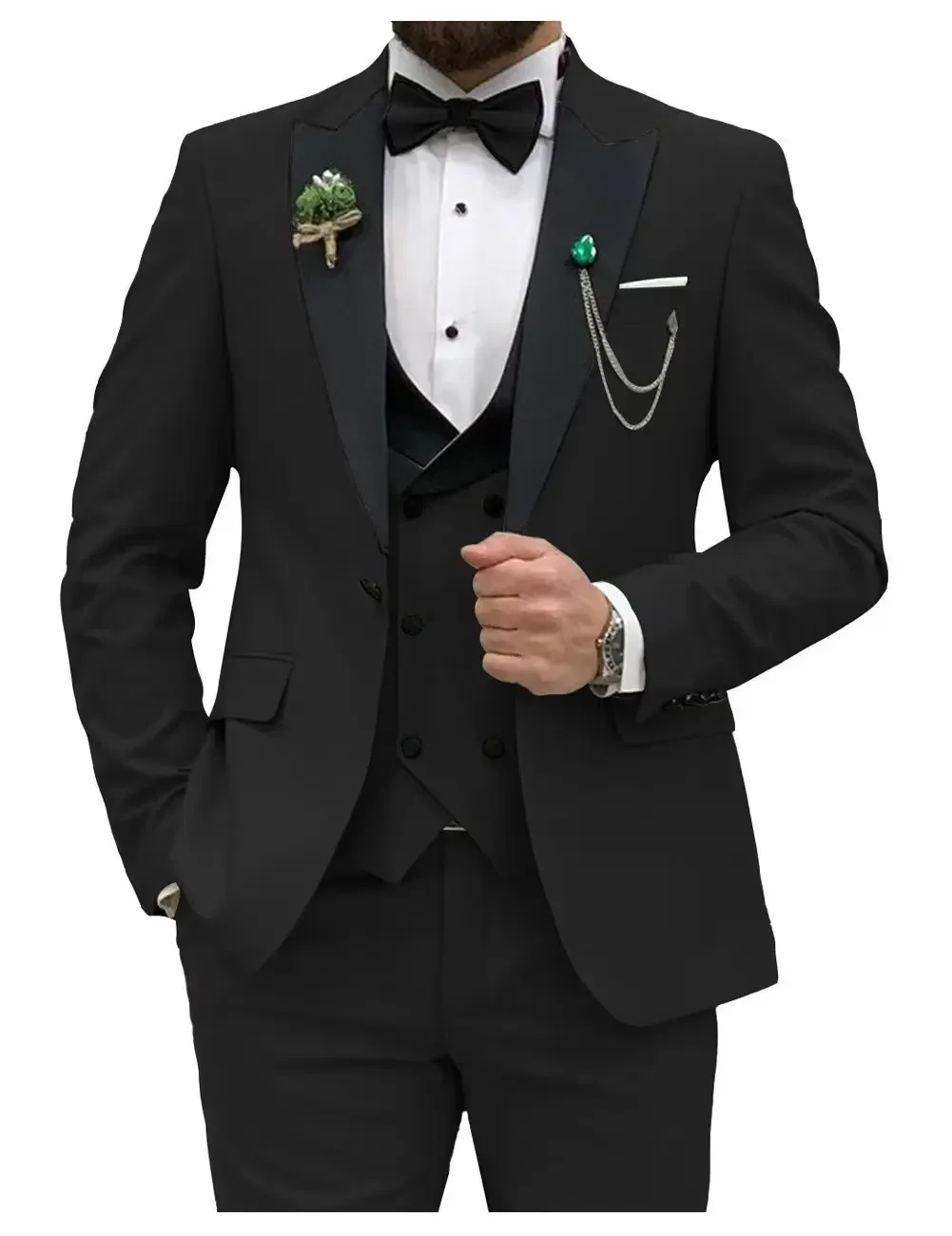 Slim Fit Men Suits Double Groo - Men'S Grooming Room のレビューと価格