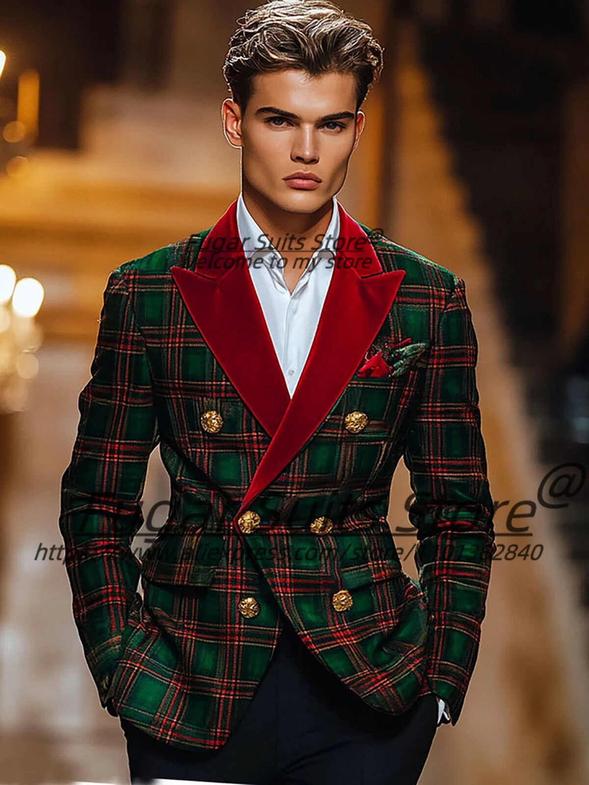 Italian style Plaid Men Suits  - Men'S Grooming Room のレビューと価格