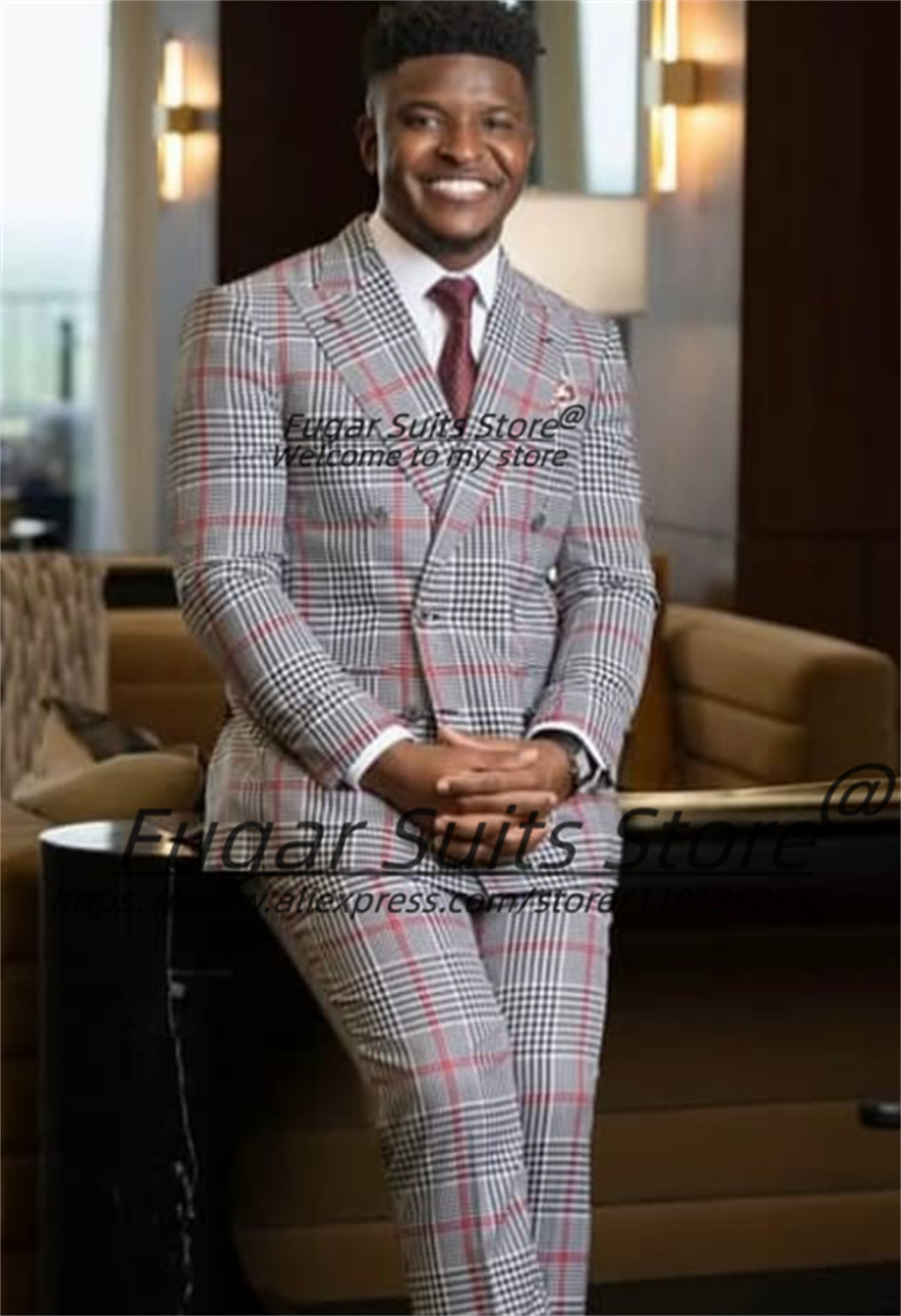 Classic Plaid Men Suits Handso - Men'S Grooming Room のレビューと価格